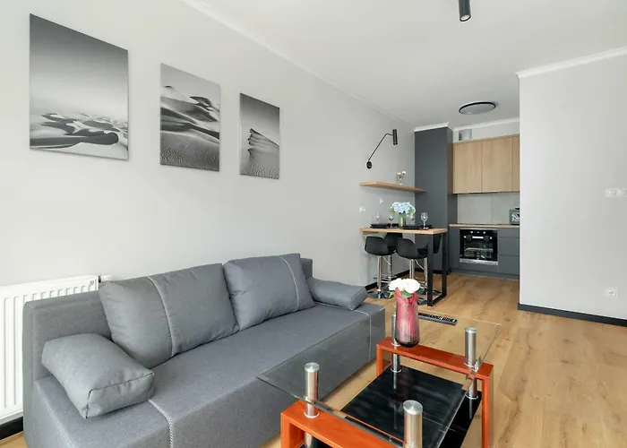 Modern Apartment Desk & Bedroom By Noclegi Renters